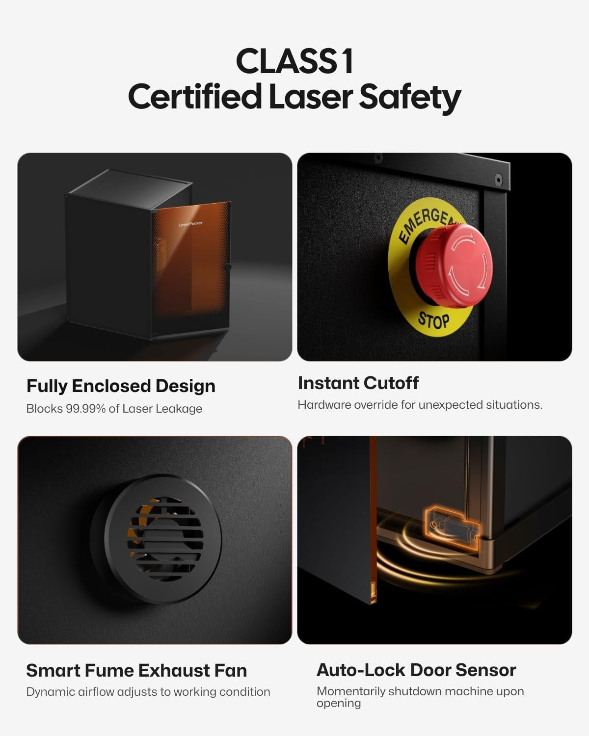 Enclosed Laser Engraver Cutter High Precision 600mm/s Desktop Wood Leather