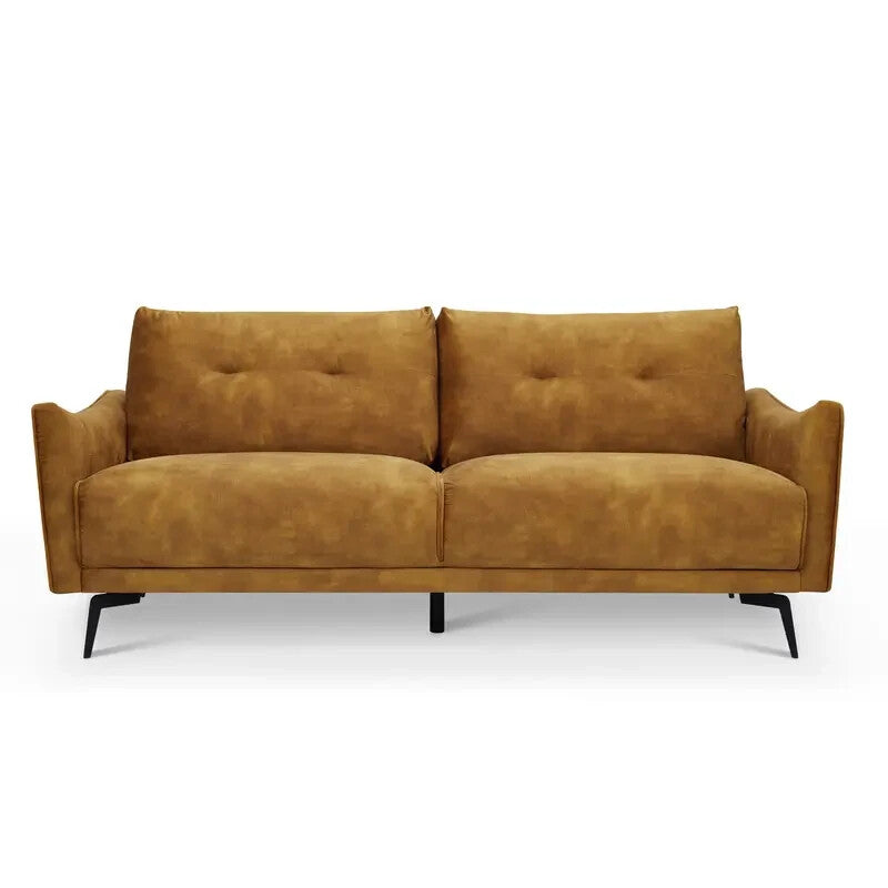 3 Seater Gold Velvet Sofa Modern Tufted Cushions Metal Legs Luxury