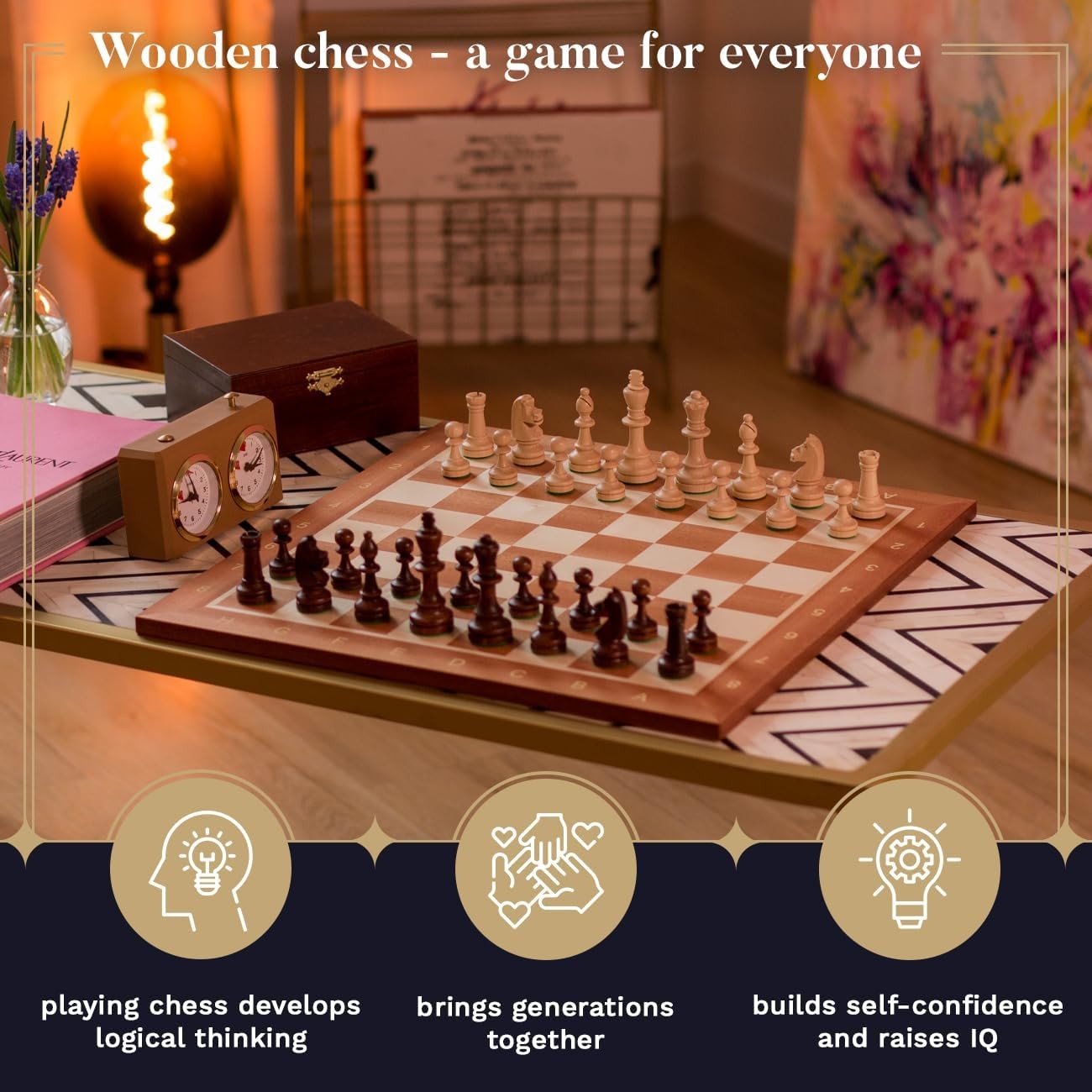 Staunton Tournament Wooden Chess Pieces Set | Handcrafted Weighted 85mm King