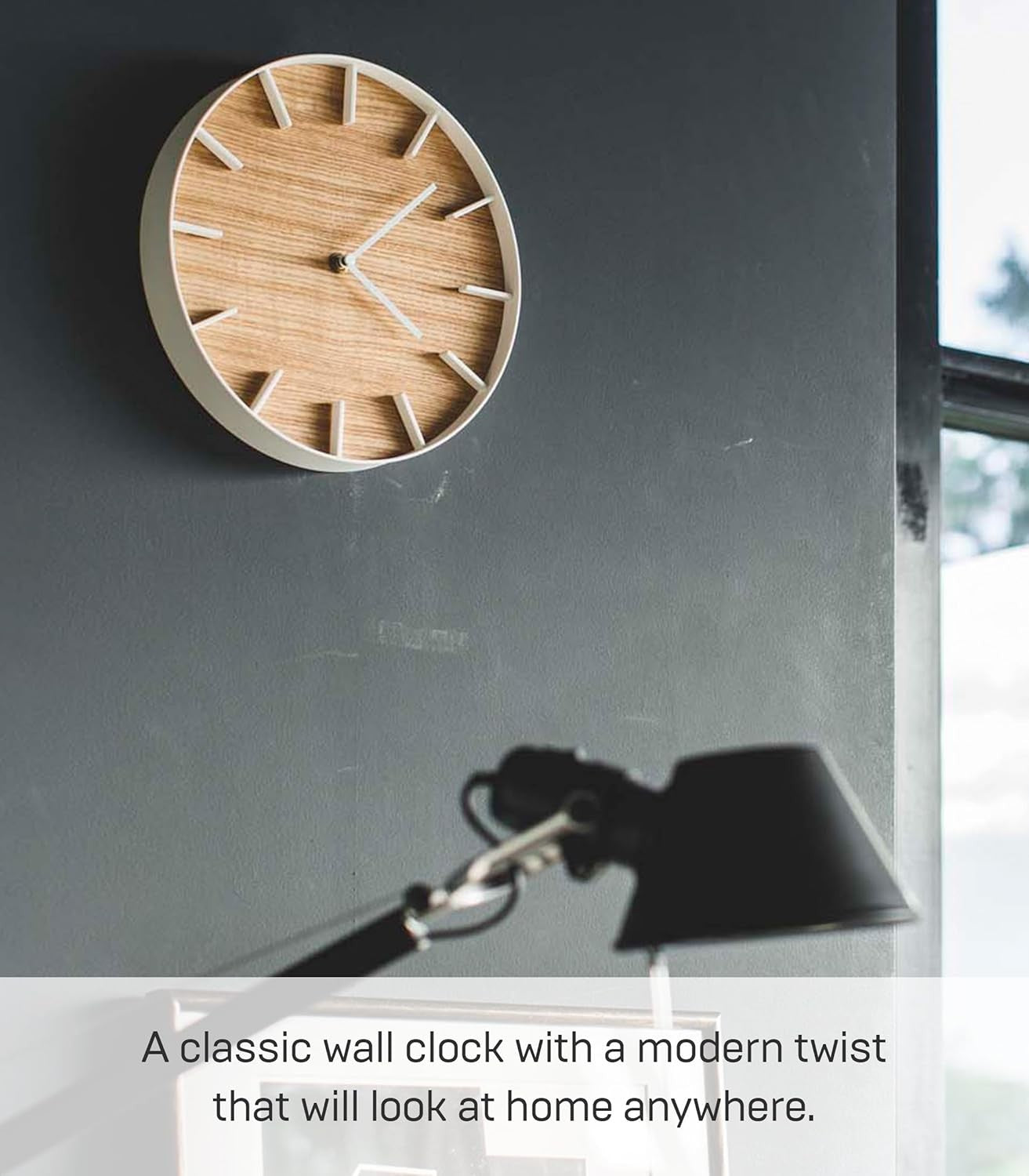 Modern Ash Wood Wall Clock Silent Non-Ticking Large Display Home Decor