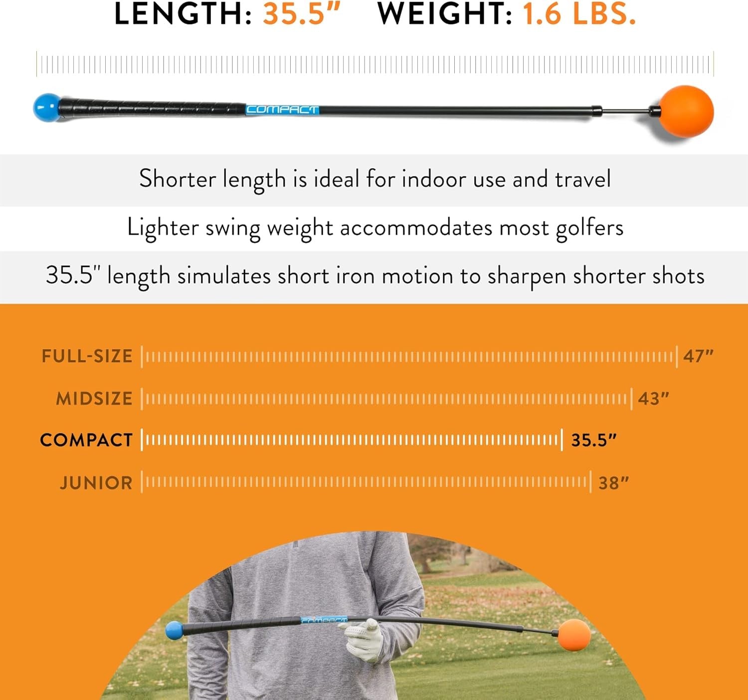 Golf Swing Trainer Whip Compact Tempo Aid 35.5"