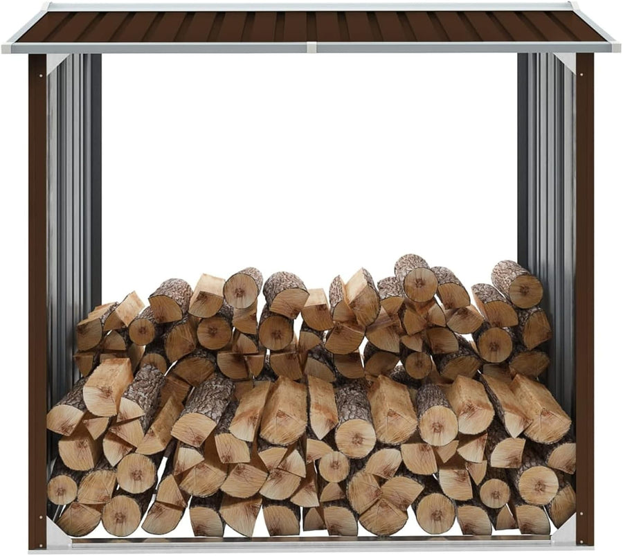Heavy Duty Log Storage Shed 167x56x7cm Galvanised Steel Firewood Holder