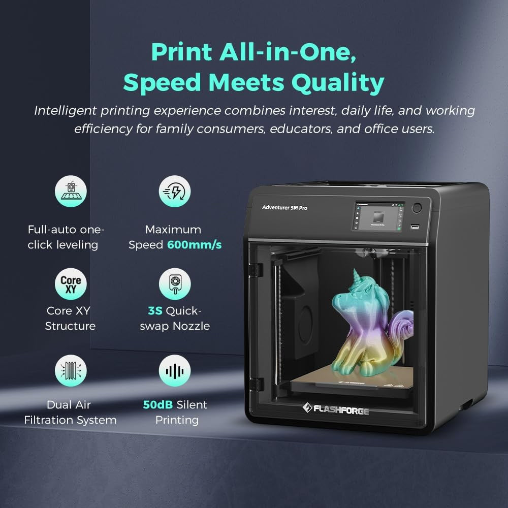 High Speed 3D Printer Enclosed Auto Level Precision Quiet Desktop Machine