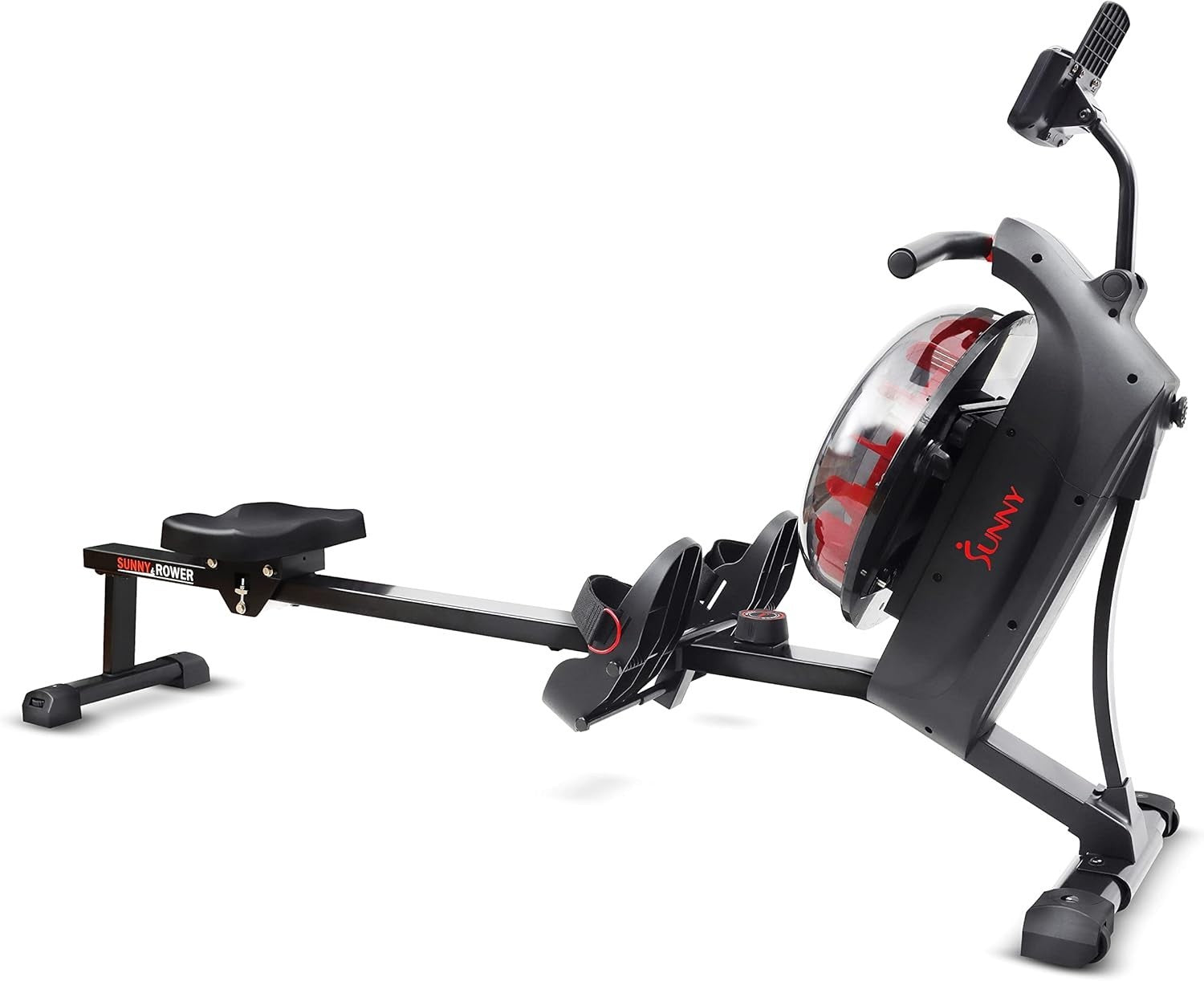 Dual Magnetic Water Rowing Machine Smart App Rower Long Rail LCD Home Gym 120KG
