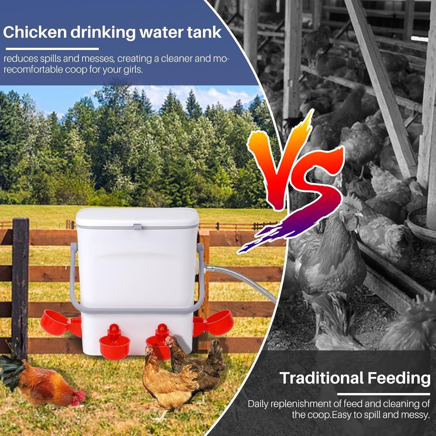 9L Automatic Chicken Waterer 4 Cups No Waste Poultry Drinker