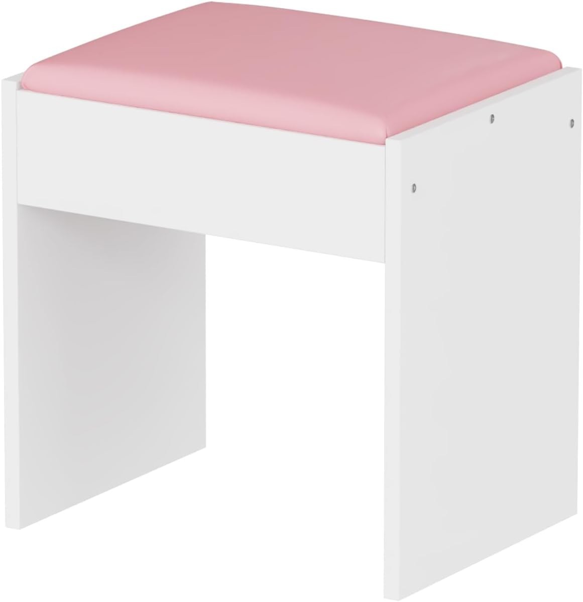 Pink Padded Dressing Table Stool – Baroque Vanity Chair for Bedroom