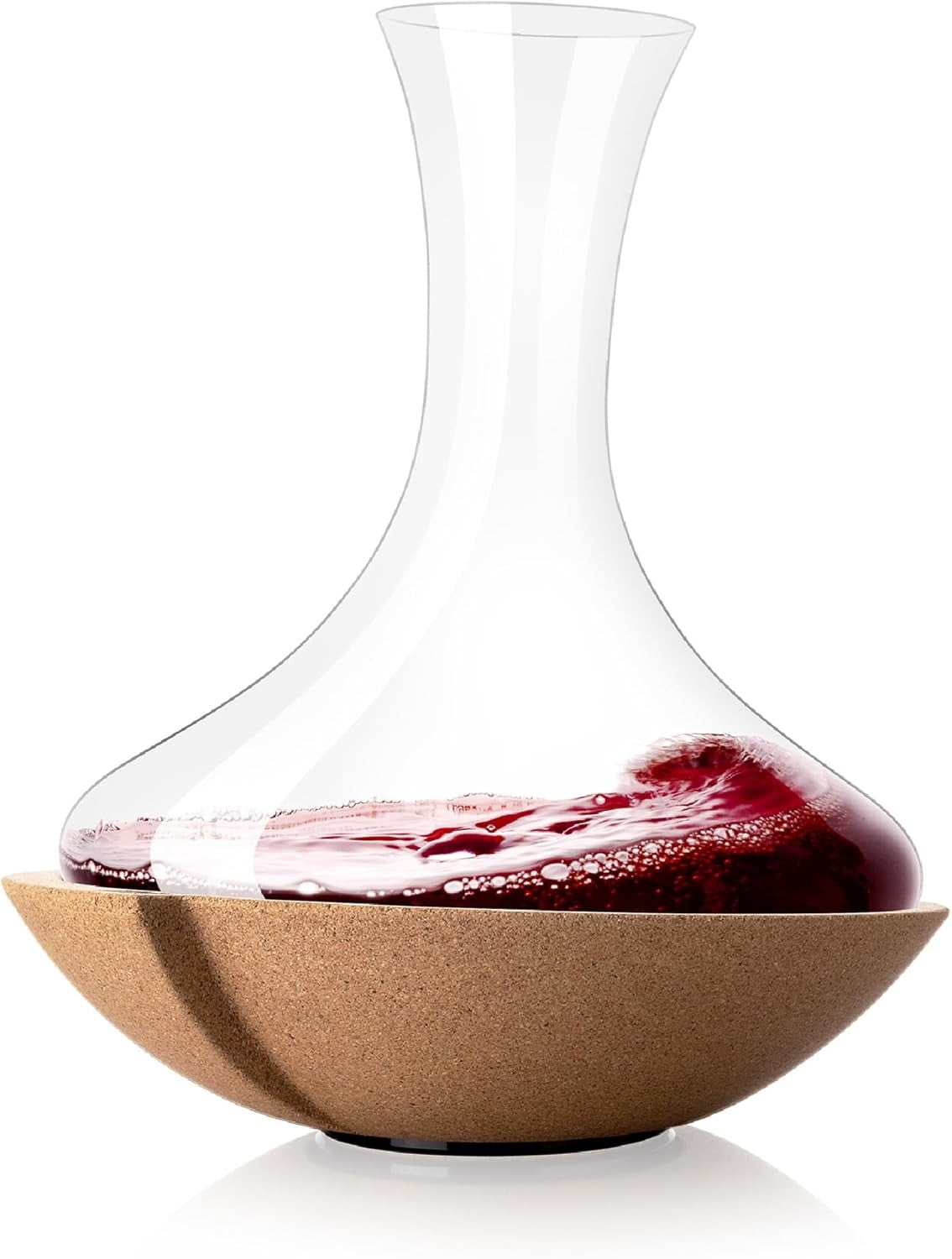 Swirling Wine Decanter with Cork Base Luxury Aerator Glass Carafe 1L