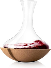 Swirling Wine Decanter with Cork Base Luxury Aerator Glass Carafe 1L