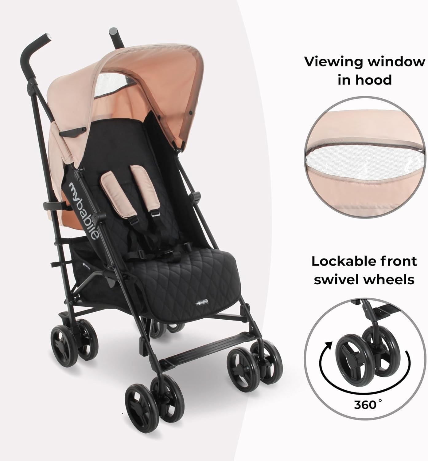 Lightweight Umbrella Stroller Compact Fold Travel Buggy Reclining Seat Pink
