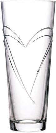 30cm Tall Crystal Glass Flower Vase Heart Design Luxury Table Decor