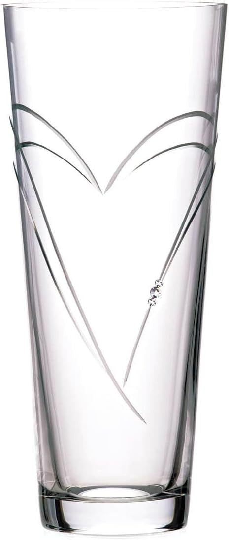 30cm Tall Crystal Glass Flower Vase Heart Design Luxury Table Decor