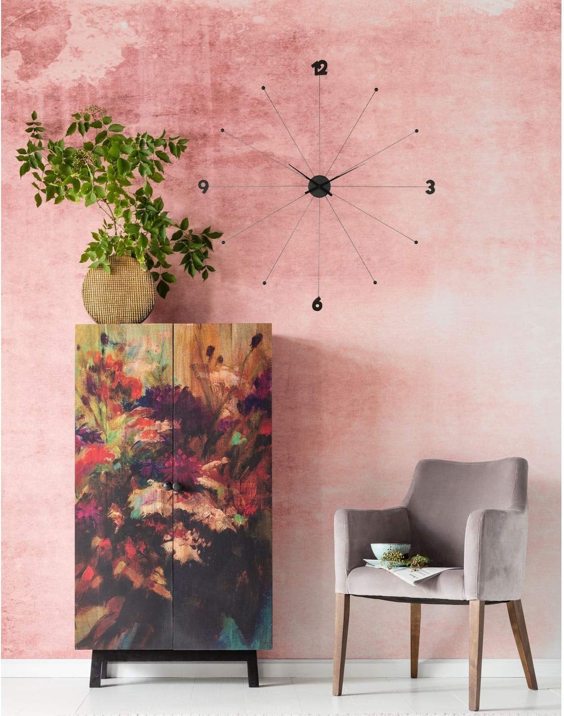 Modern Silent Wall Clock 100cm Large Black Decor Battery Round Art