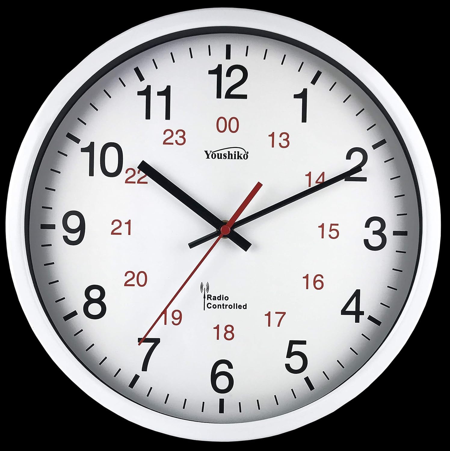 Large Radio Controlled Wall Clock 30cm Silent Sweep White Metal Modern Design