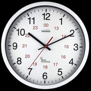 Large Radio Controlled Wall Clock 30cm Silent Sweep White Metal Modern Design