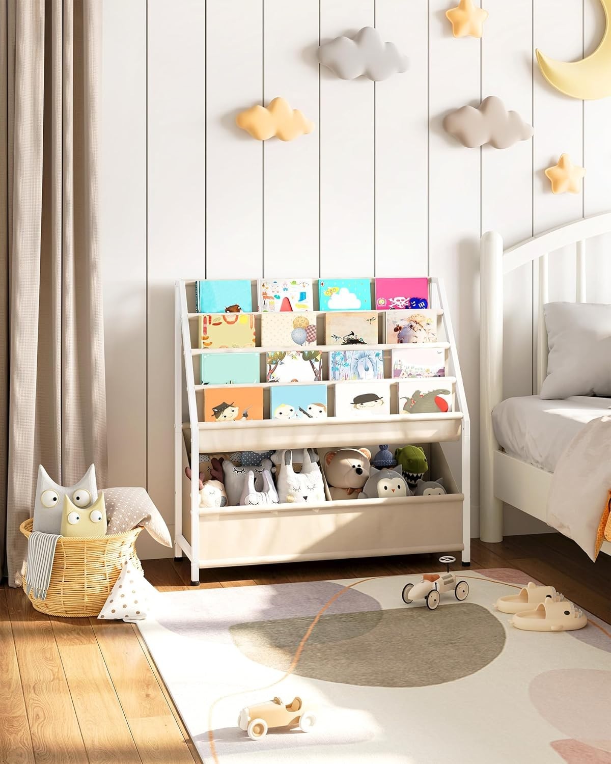 4-Tier Kids Bookshelf Toddler Bookcase Large Capacity Toy Storage Shelf