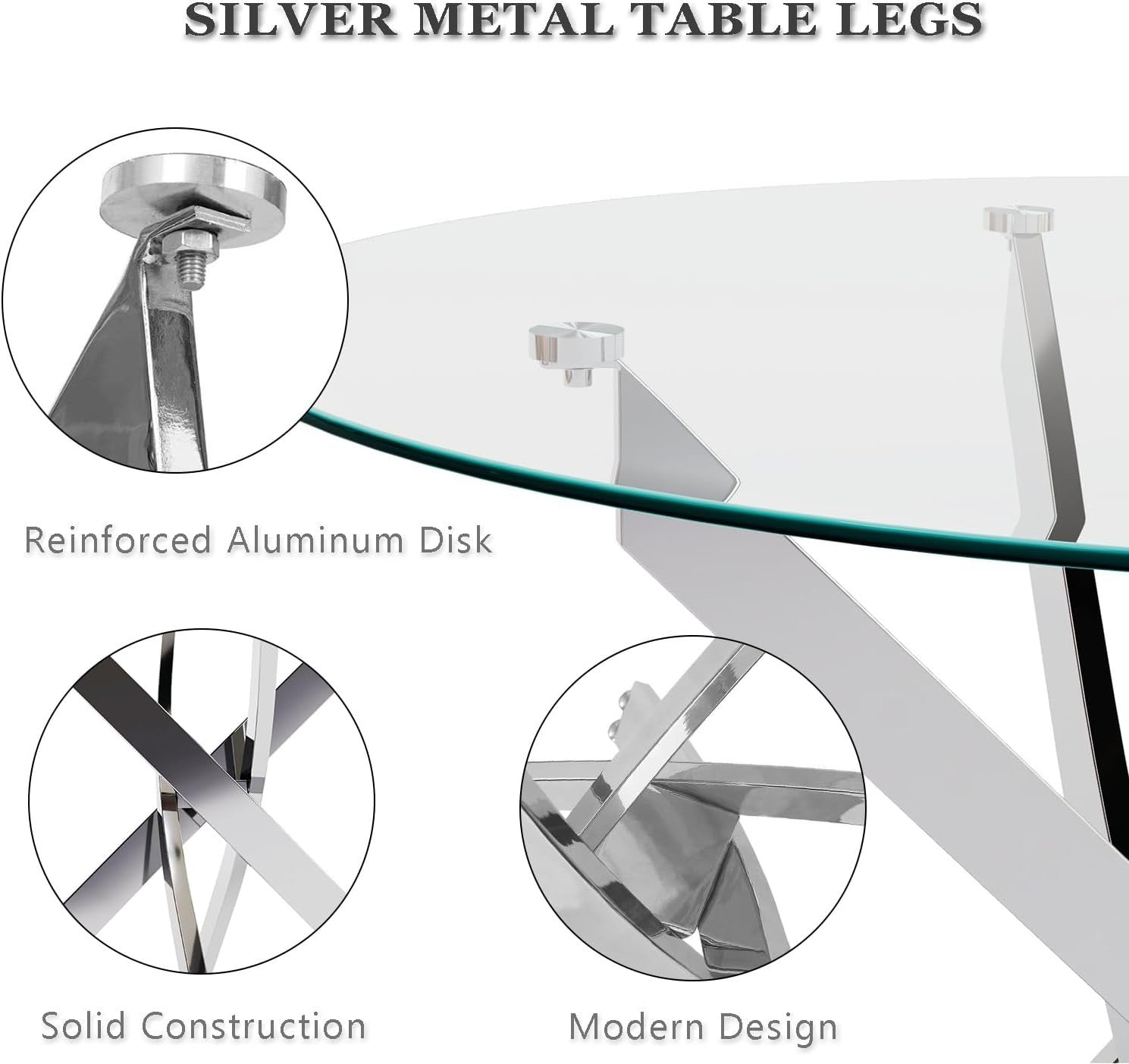Round 100cm Glass Dining Table 4 Chrome Chairs Kitchen Modern Set