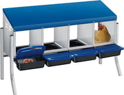 4 Chamber Steel Chicken Nesting Box with Stand Pull Out Tray