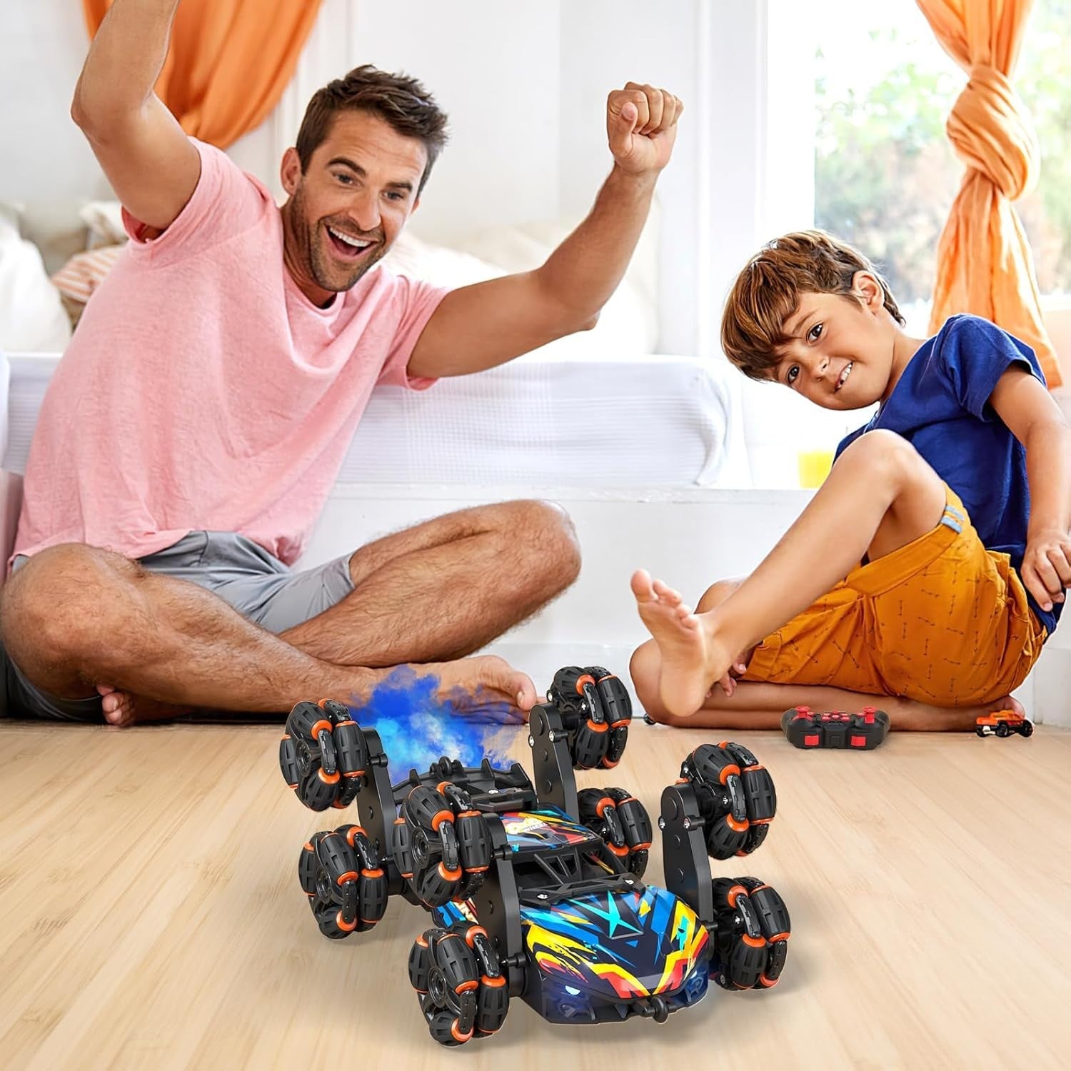 8WD RC Stunt Car w/ Gesture Control, LED Lights, Music & Spray, 360° Flip Drift