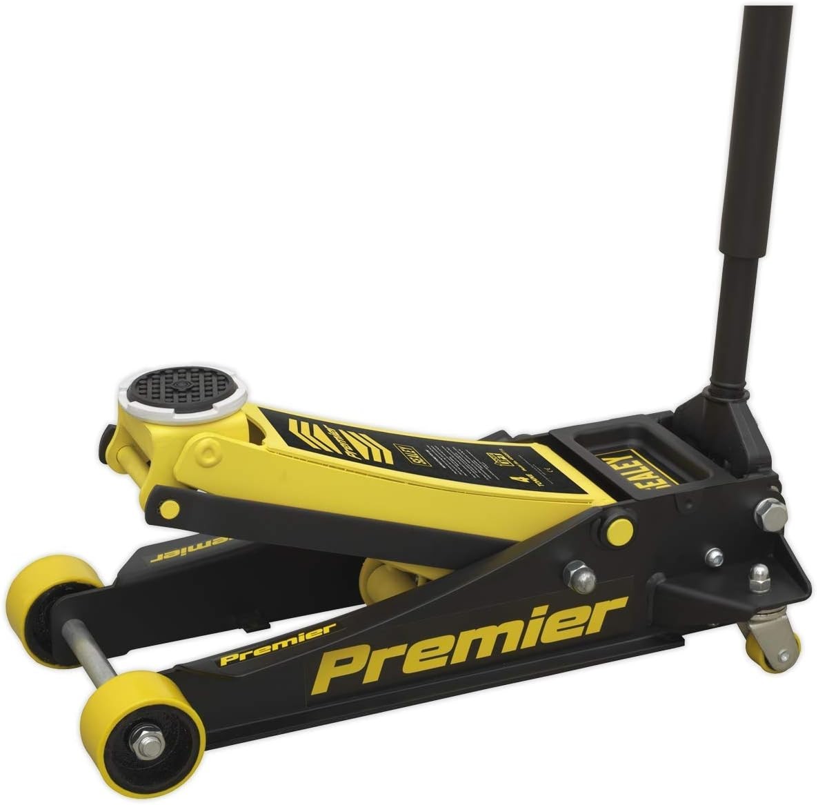 4 Ton Low Profile Hydraulic Trolley Jack 100–533mm Rocket Lift Heavy Duty Yellow