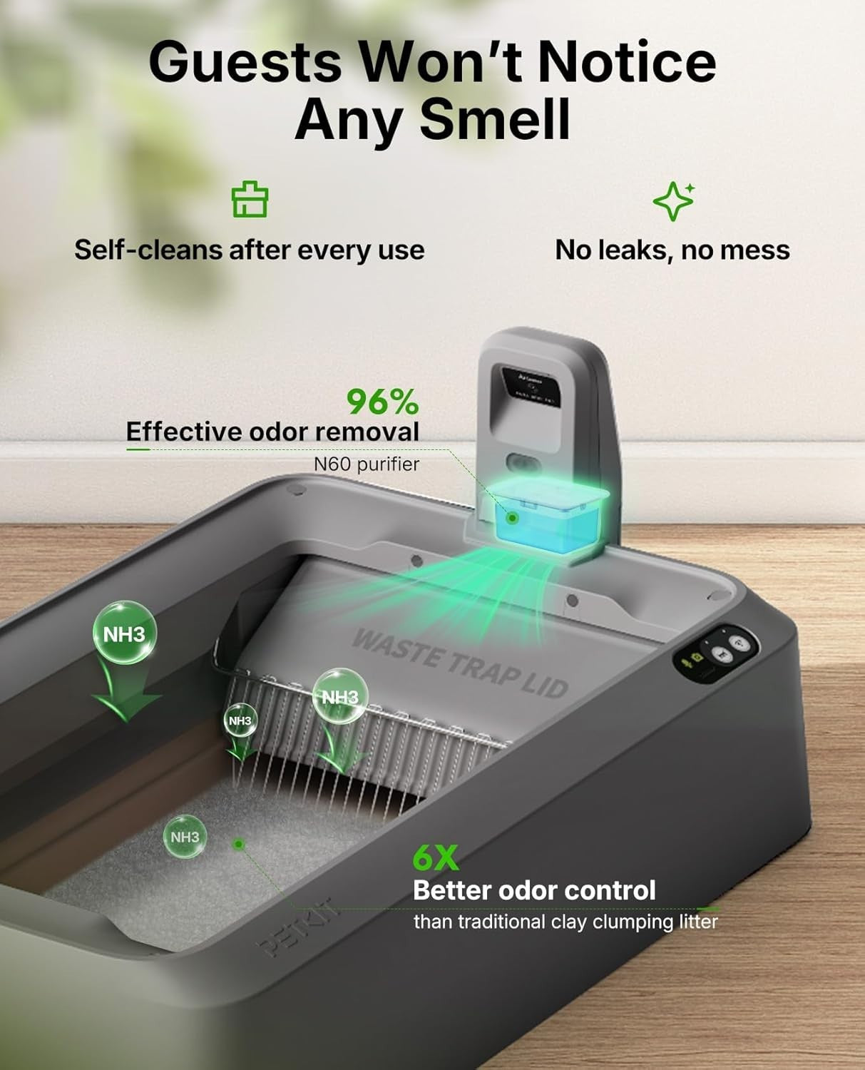 AI Camera Self Cleaning Cat Litter Box Crystal Litter App Control