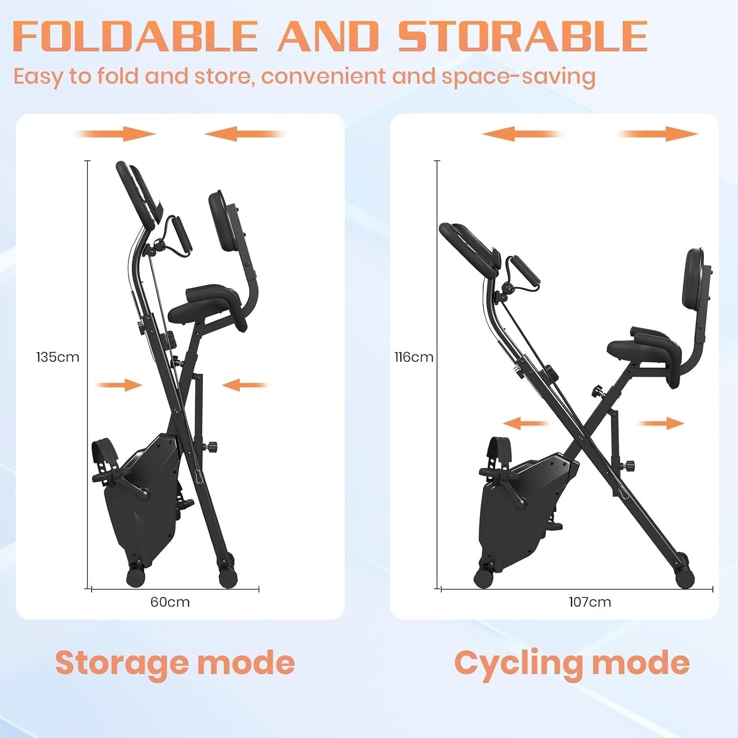 Foldable Magnetic Exercise Bike w/ LCD Monitor, 8 Levels & Heart Rate Sensors