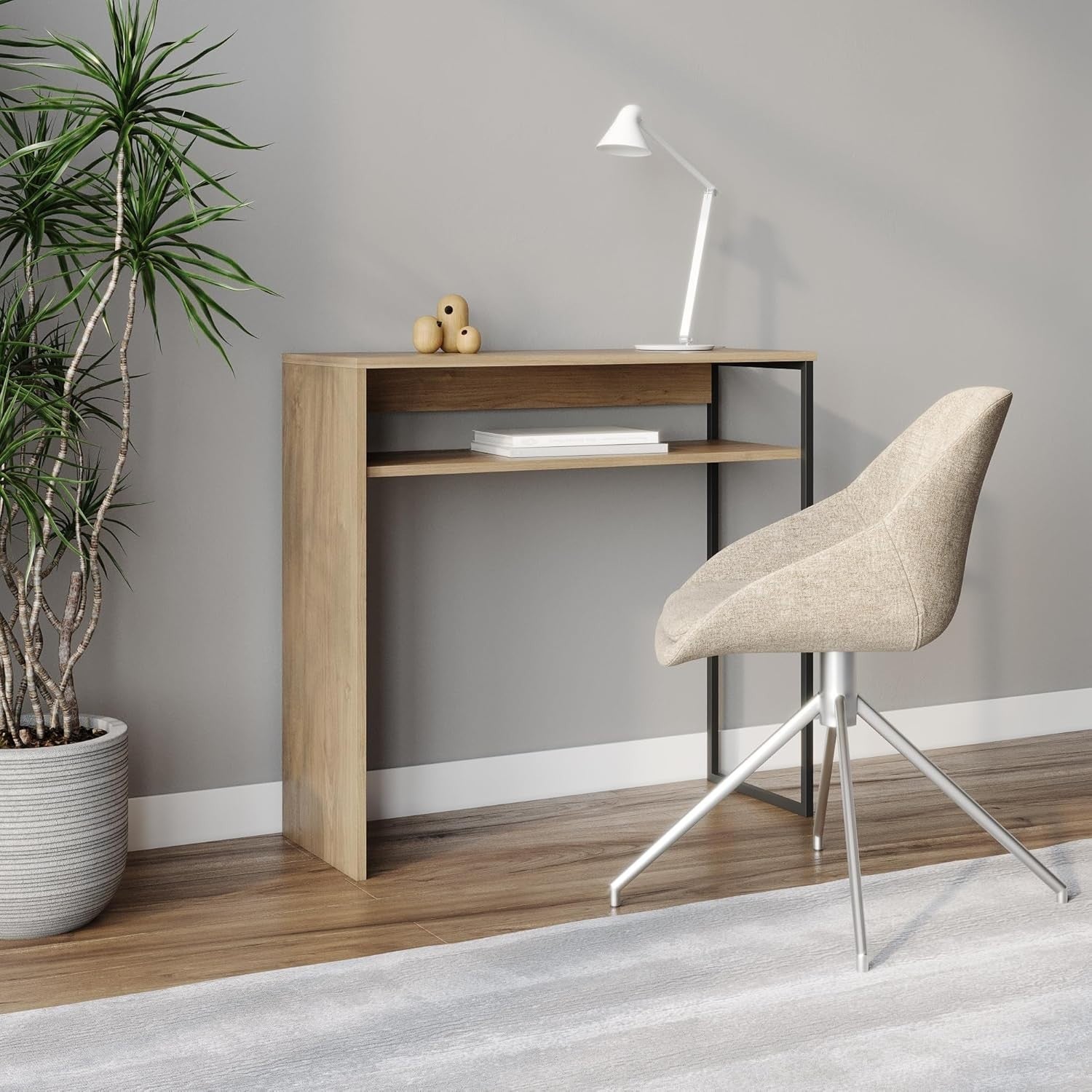 Stylish 80cm Wooden Console Table with Storage Shelf for Hallway & Living Room