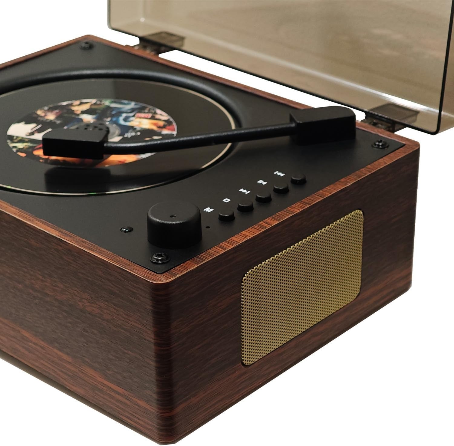 Retro Bluetooth CD Player HiFi Speakers USB AUX Type C Remote Walnut