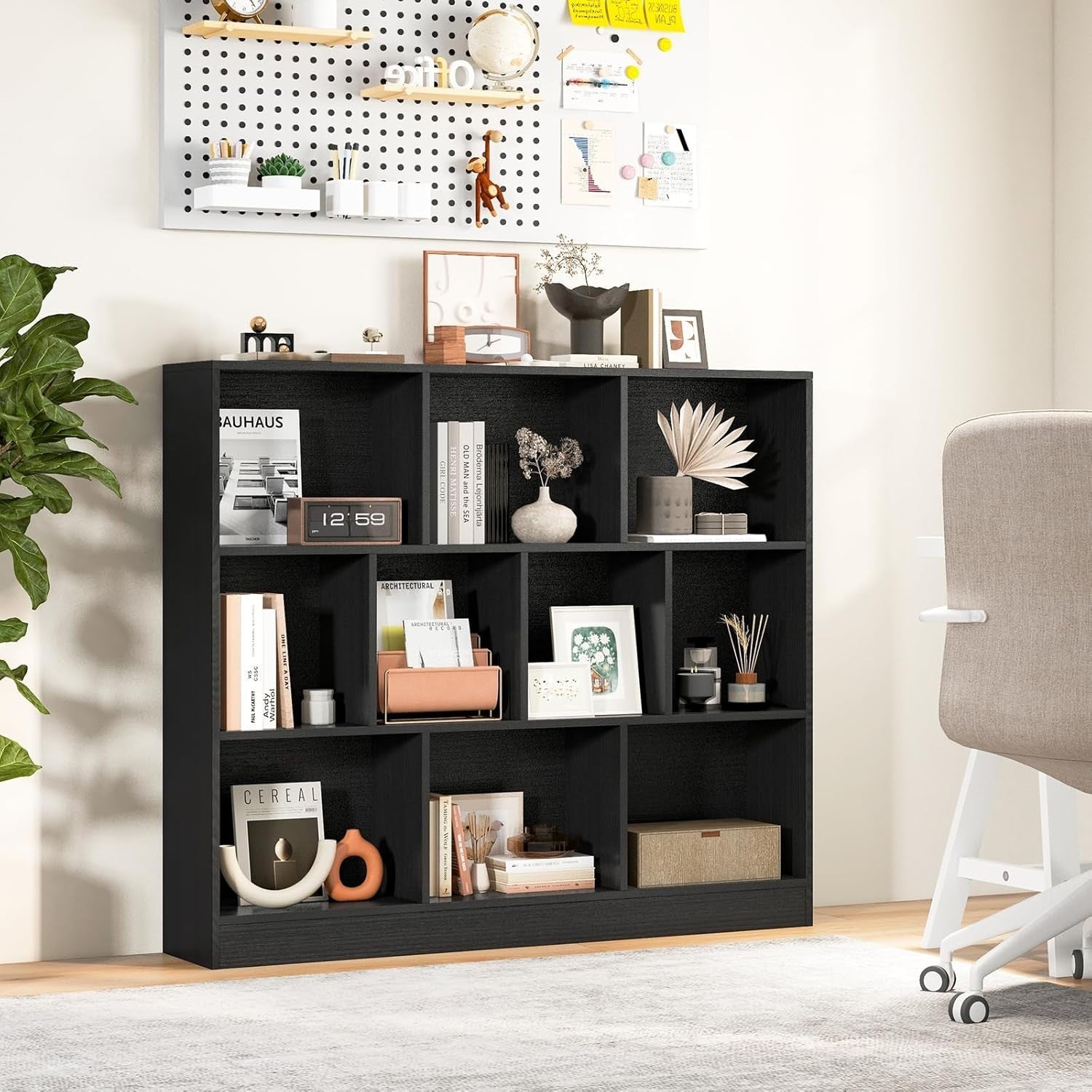 3 Tier Cube Bookcase 10 Compartment Storage Shelving Unit Display Black