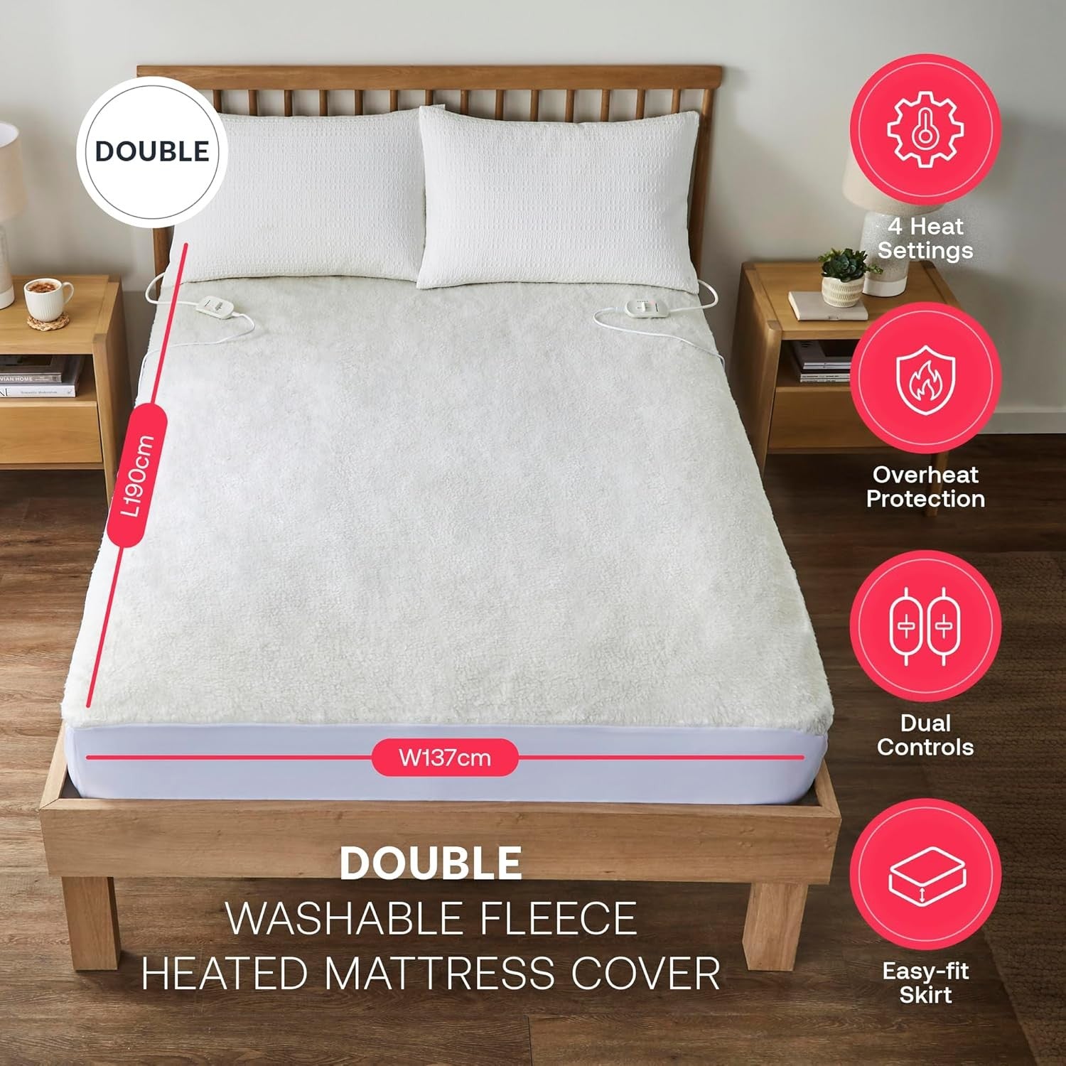 Electric Heated Under Blanket Double Bed Machine Washable Energy Saving