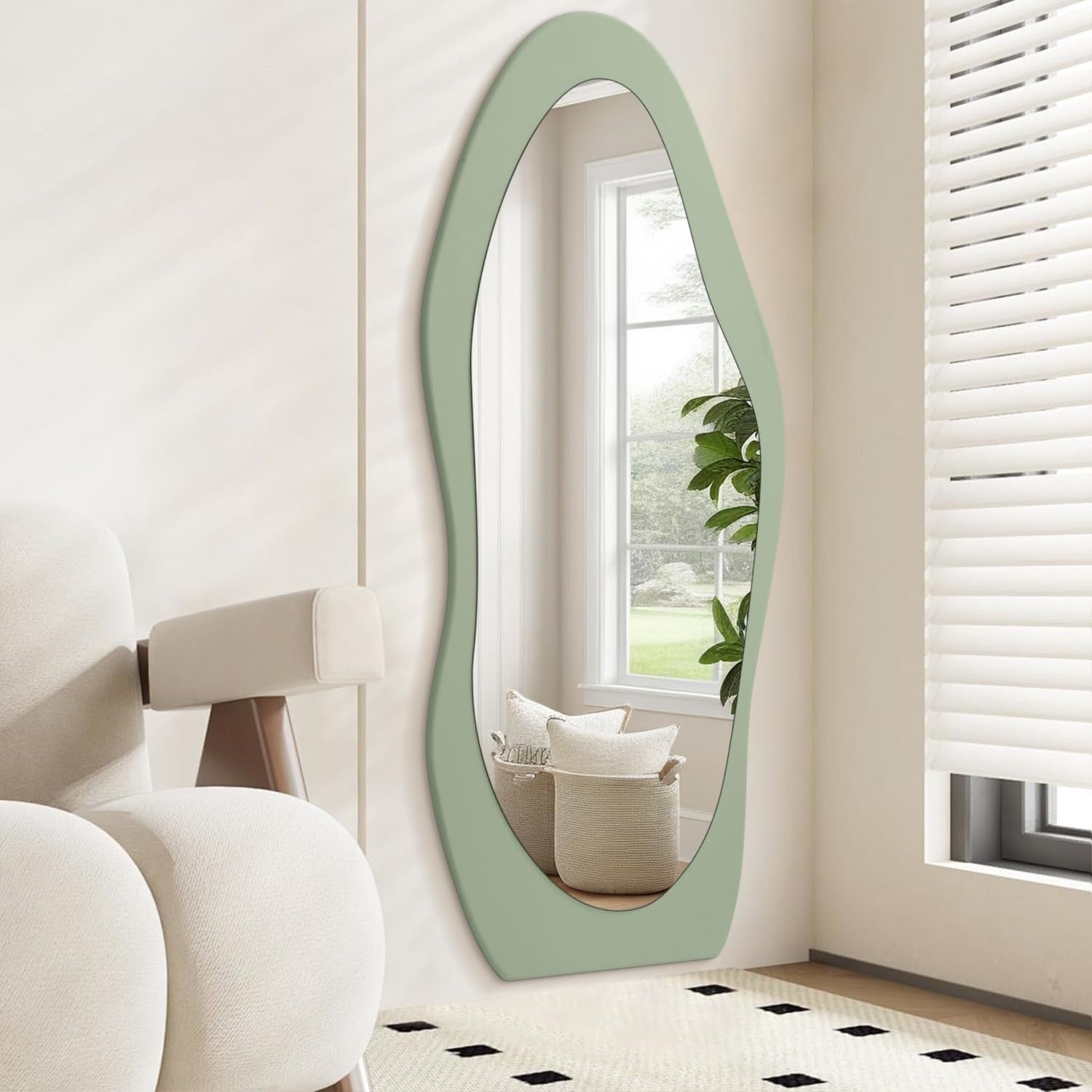 Oversize Full Length Oval Wood Frame Mirror 150x60cm - Wall or Floor