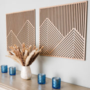 Wood Mountain Wall Art Set of 2 23.5x23.5in Modern Panel Decor
