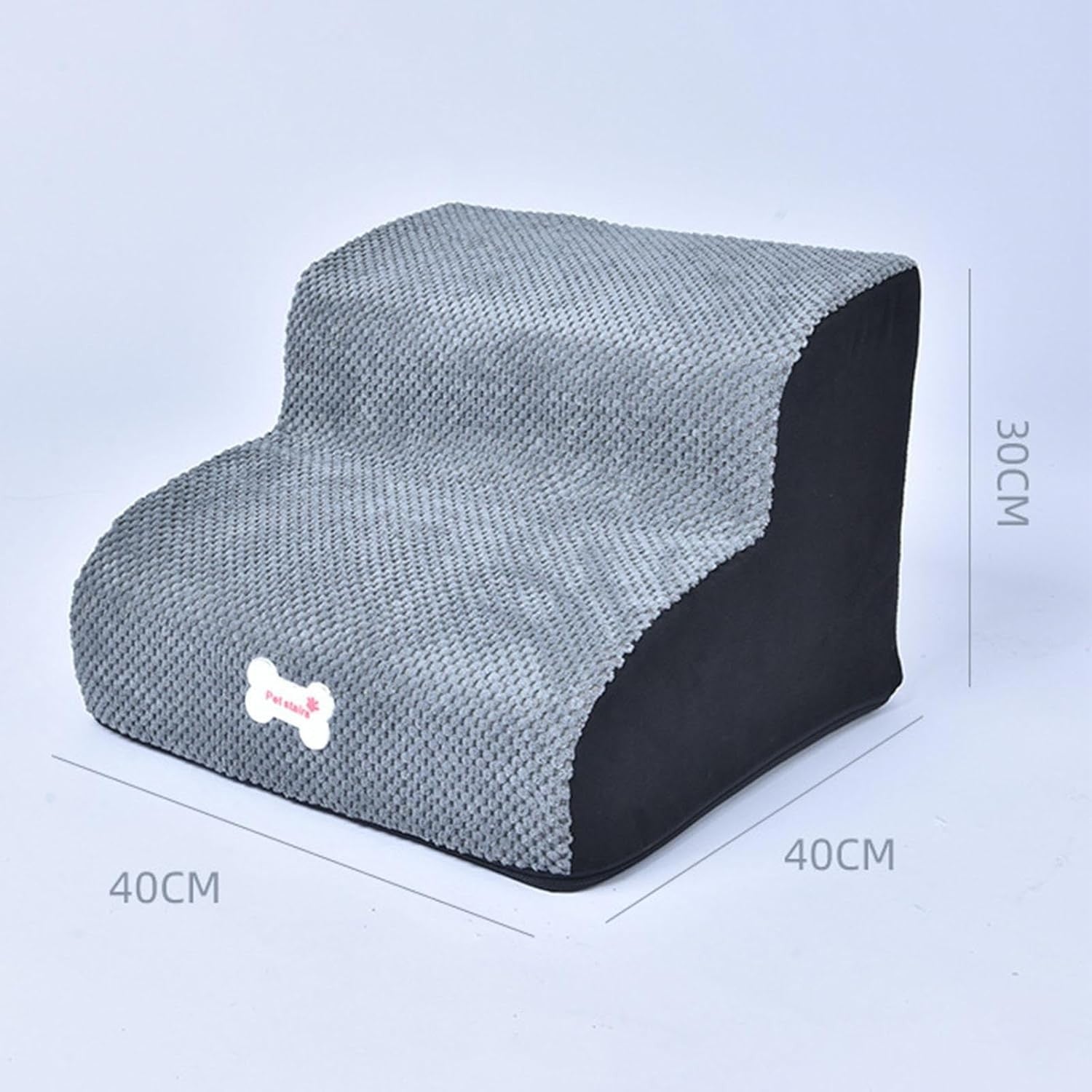 2 Steps Dog Stairs Small Dog Ramp Soft Pet Ladder Extra Wide 30cm Gray