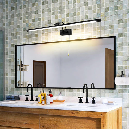 Adjustable LED Bathroom Vanity Light 16W Black Wall Sconce 90cm