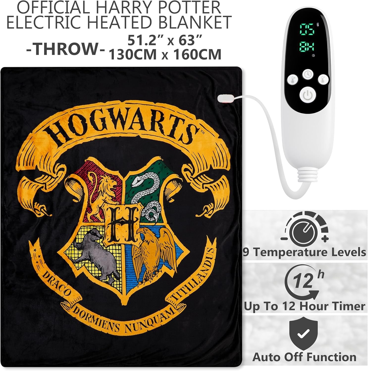 Single Electric Heated Throw Blanket 130x160cm Sherpa Fleece 9 Heat Timer
