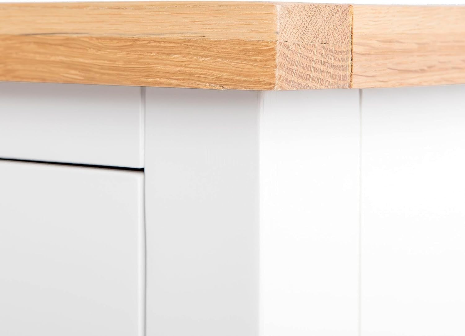 White 3 Drawer Solid Wood Chest Oak Top Bedroom Storage Cabinet Unit