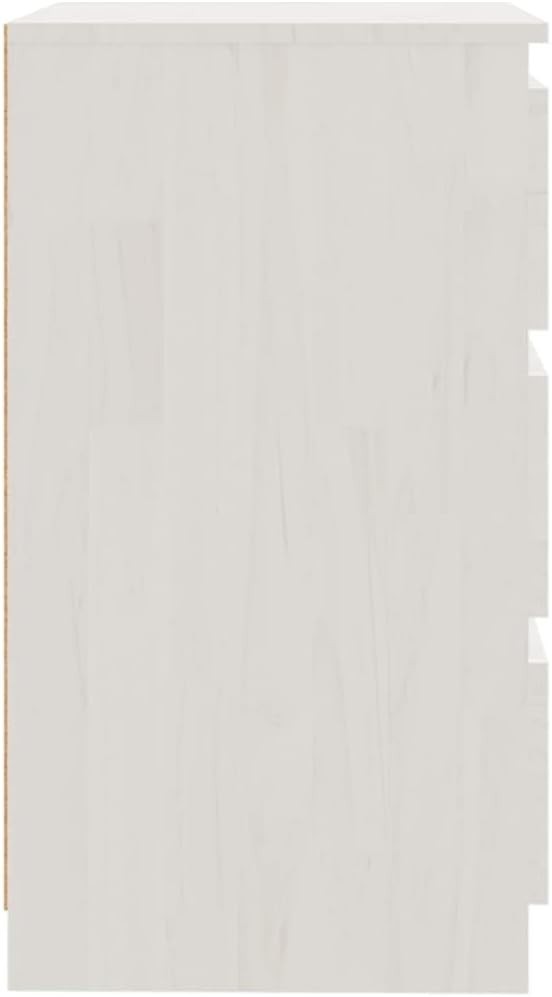 Set of 2 White Pine Bedside Tables with 3 Drawers | Modern Wood Nightstands