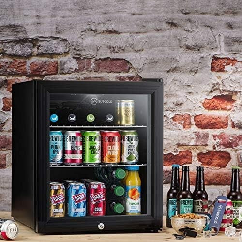 46L Mini Fridge Cooler Drinks Wine Beer LED Light Lock Energy Efficient