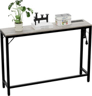 Narrow Console Table with USB-C Charging Station, Compact 100x23x80cm