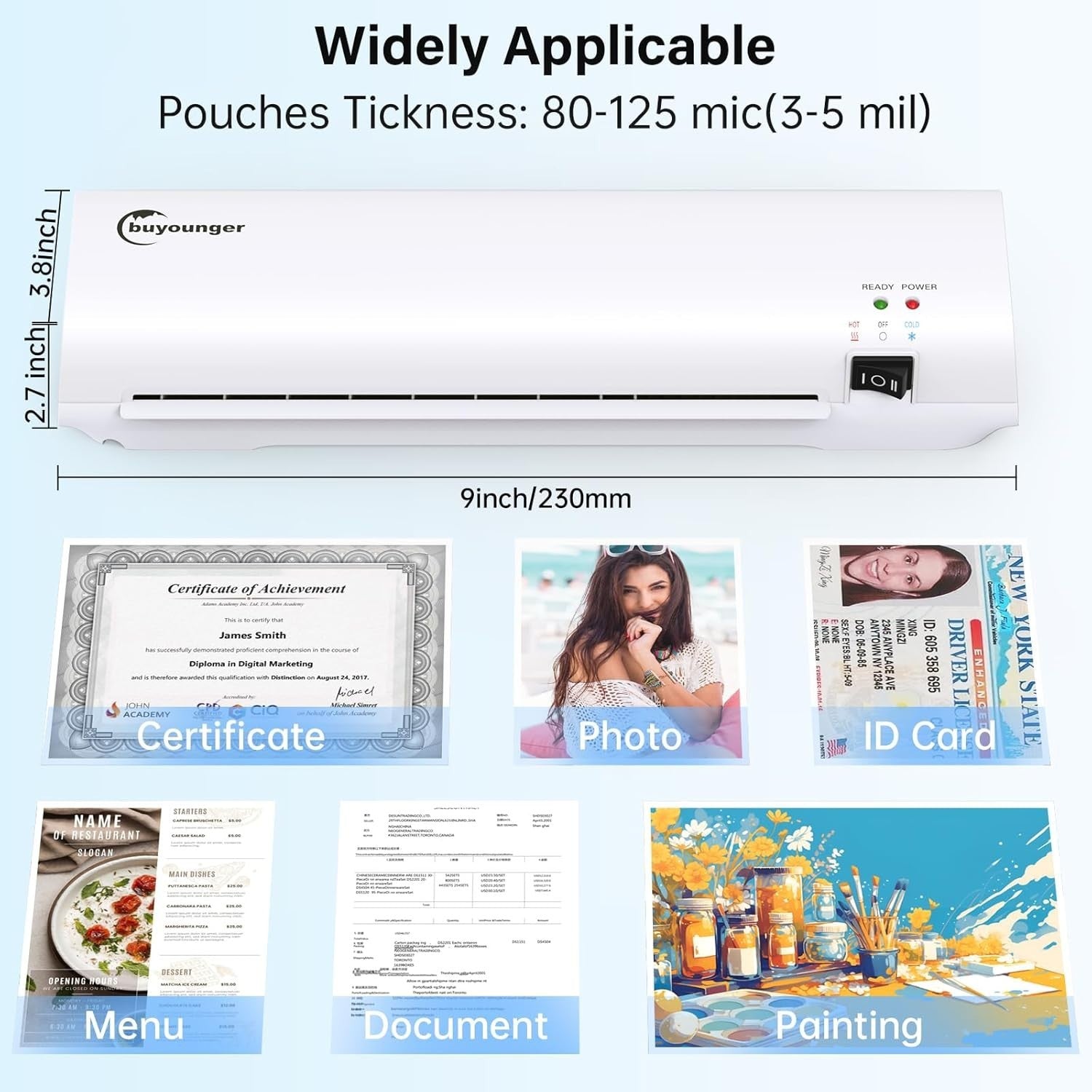 A4 Laminator Machine 1min Fast Warm Up Hot & Cold + Pouches