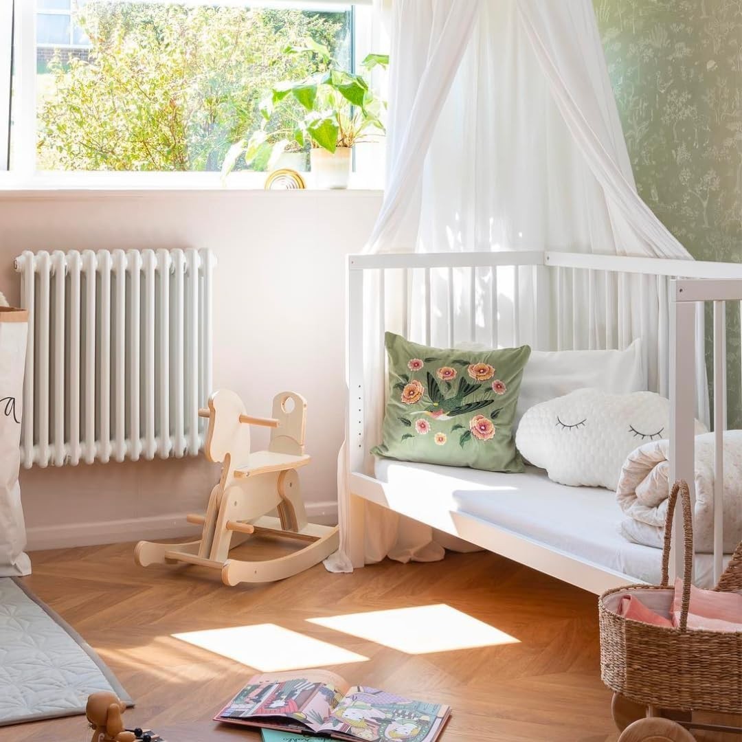 Space Saving Wooden Baby Cot Bed Adjustable Height Toddler Bed White