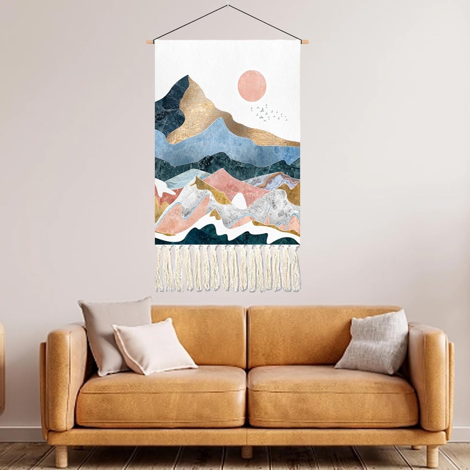 Macrame Wall Hanging Tapestry 35x60cm Boho Sun Goose Decor