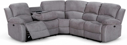 Electric Recliner 5-Seater L Shaped Corner Sofa with USB & Cupholders Light Grey