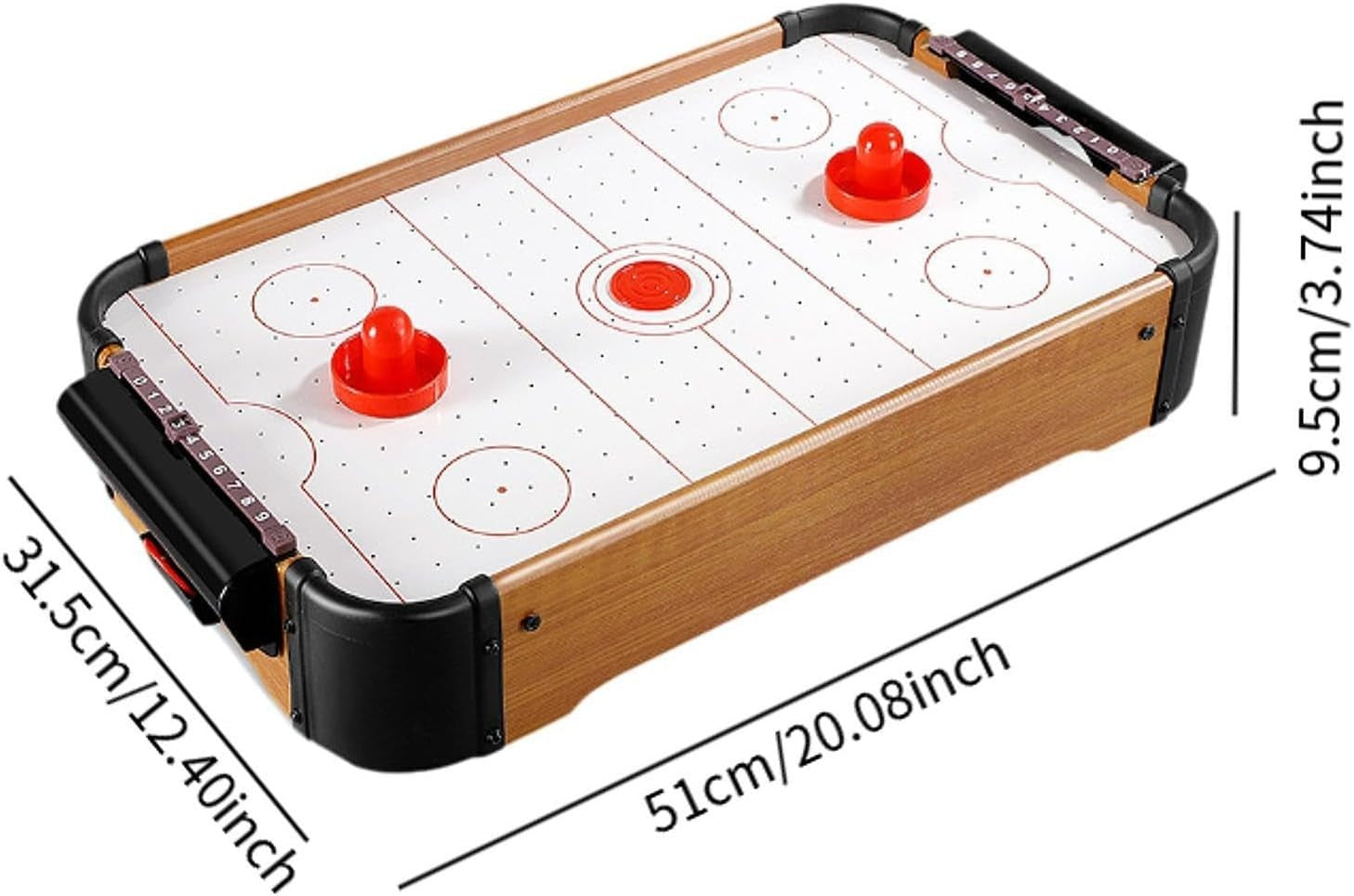 Portable Wooden Tabletop Air Hockey Game 2 Player Family Party Fun