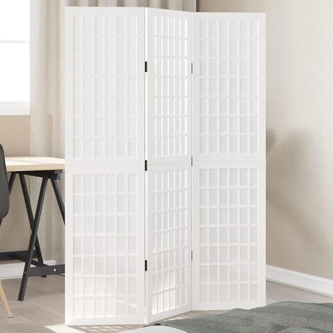 3 Panel Folding Room Divider White Wooden Privacy Screen 110x160cm Home