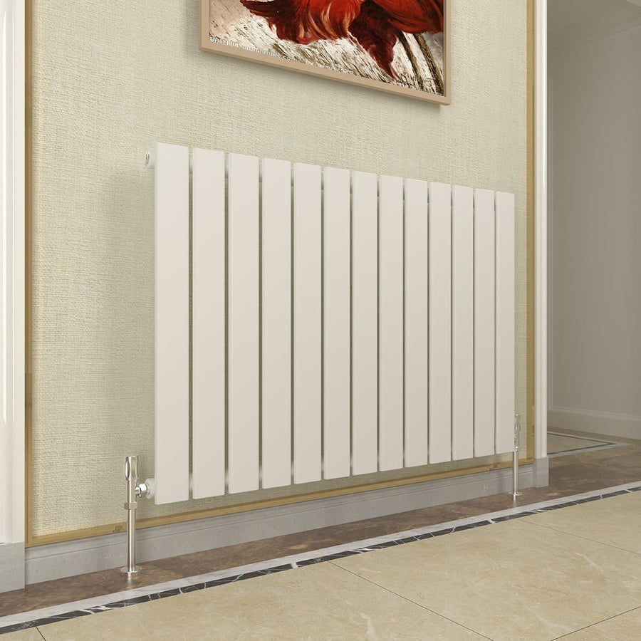 White Horizontal Designer Radiator 600x884mm Modern Flat Panel Central Heating