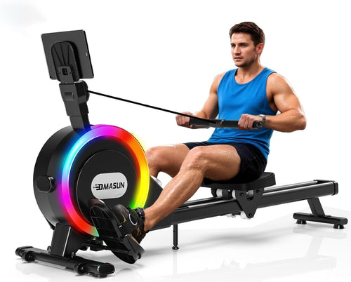 Magnetic Rowing Machine 32-Level Silent Dual Rail Self-Powered Foldable Home