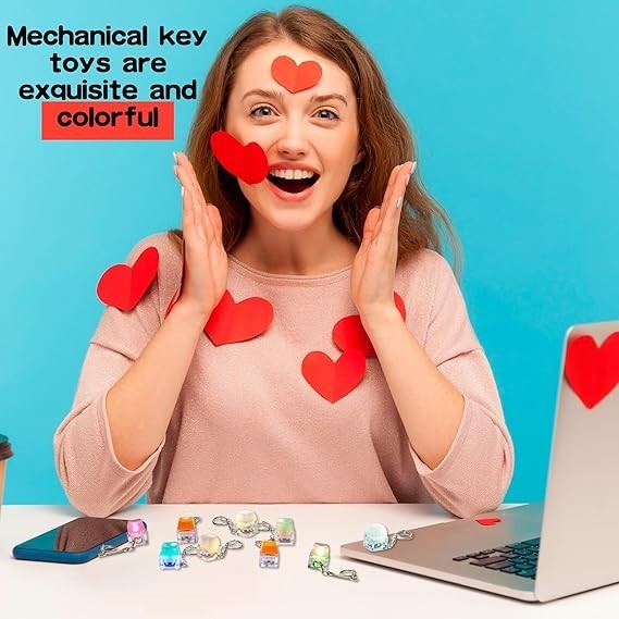 20pcs Mini Keyboard Keychain LED Clicker Fidget Stress Relief Toy