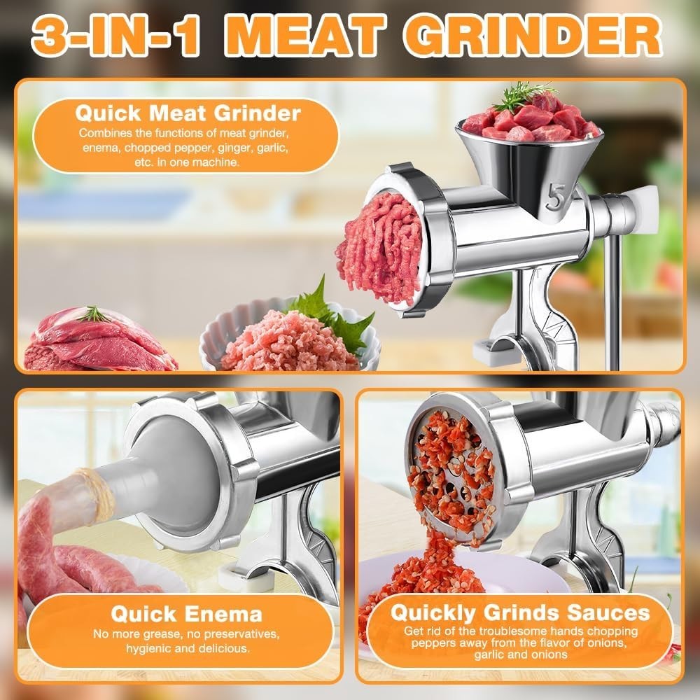 Manual Meat Grinder Mincer Sausage Maker Kitchen Food Processor Clamp