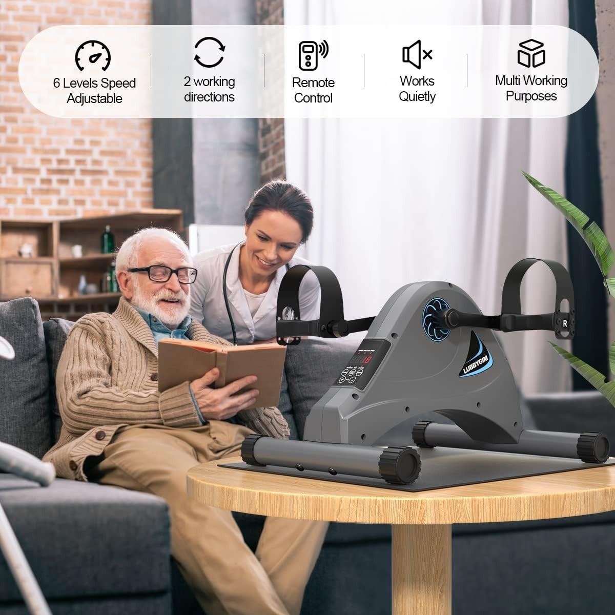 Electric Under Desk Pedal Exerciser Motorized Seated Leg Arm Bike