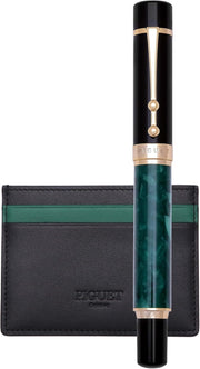 Luxury Fountain Pen Marble Vert Set Medium Nib Smooth Writing Gift